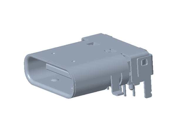 TYPE CF 24P 90°DIP+SMT雙外殼 前貼板腳后直腳1.6 CH=1.75 L=10.0 錫腳長(zhǎng)1.6