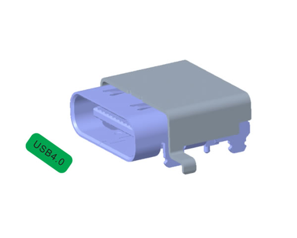 USB TYPE C 3.1 母座 雙殼雙貼 SMT板上平貼，L=9.17mm 錫腳0.6
